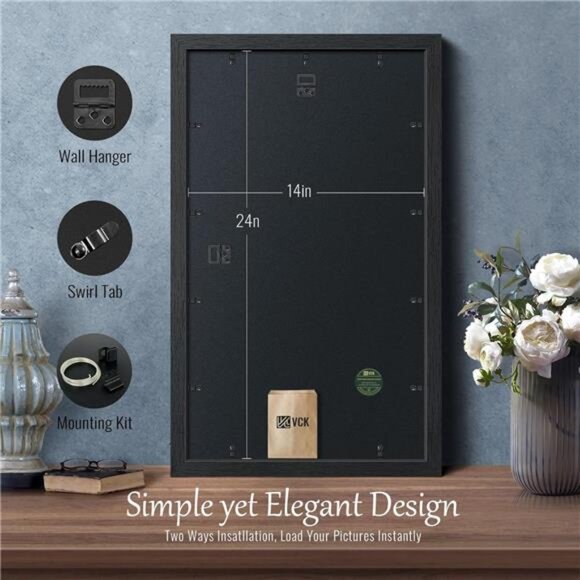 New 14x24 Picture Frame Set of 5,Exclusive Black Woodgrain Poster Frame with - Picture 3 of 7